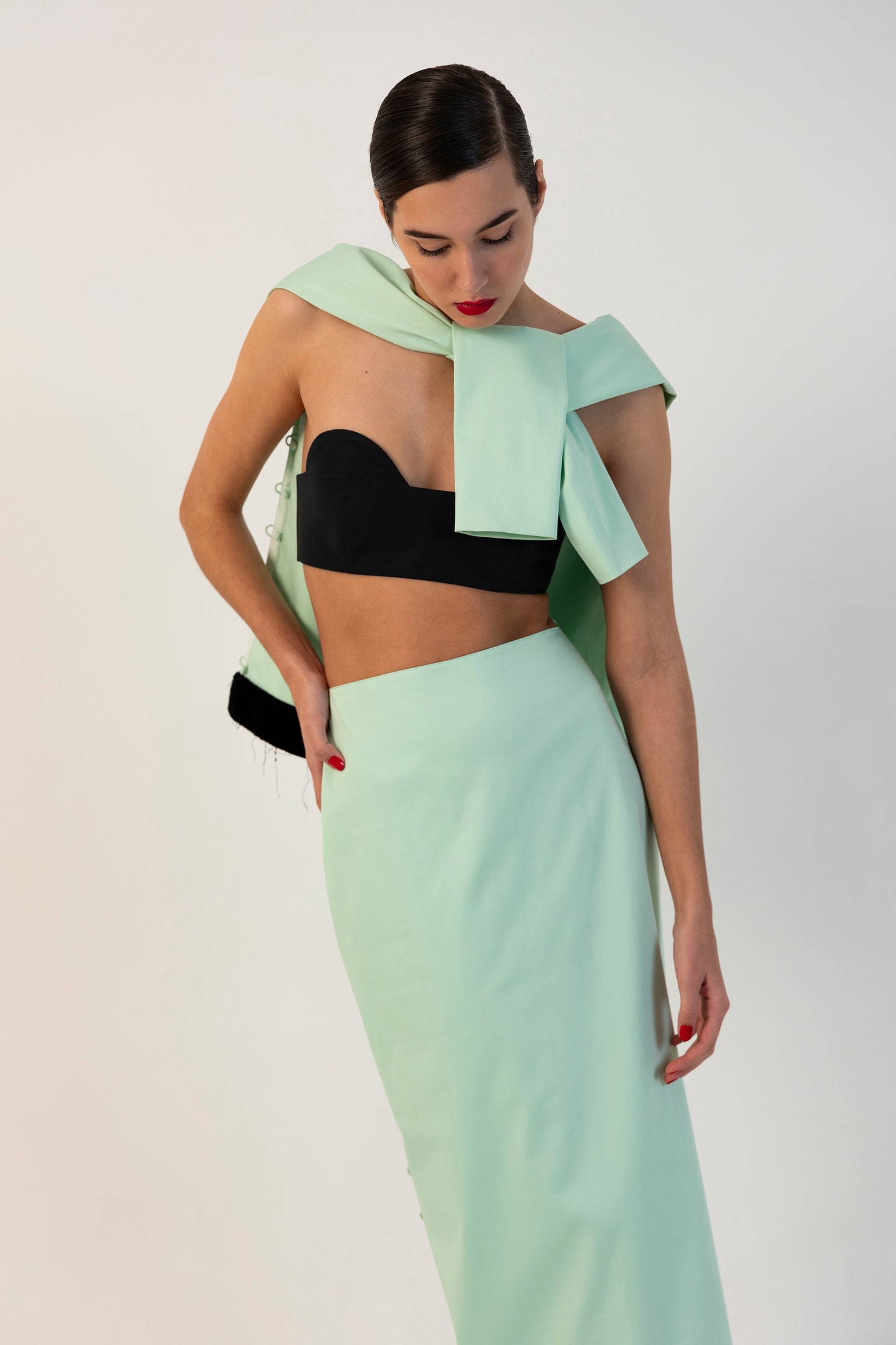 Jade Frayed Midi Skirt