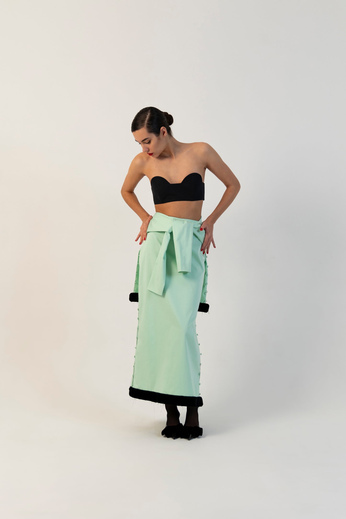 Jade Frayed Midi Skirt